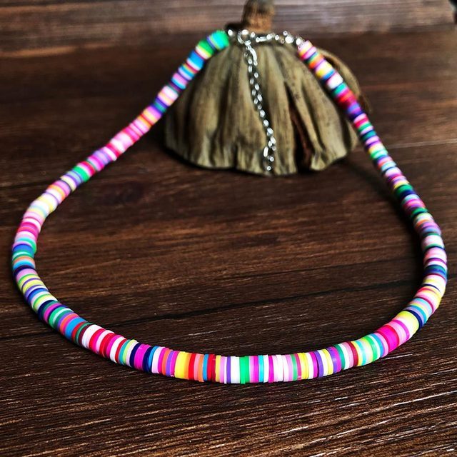 Boho Clavicle Chain Necklace Bohemian Colorful Soft Stacked Necklace For Women Beach Style All-Match Jewelry Sets Choker