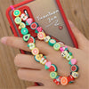 Boho Flower Smile Cell Phone Accessory Straps Bracelet Mobile Phone Soft Clay Hanging Chain for Woman Ornament Random Color