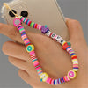 Boho Flower Smile Cell Phone Accessory Straps Bracelet Mobile Phone Soft Clay Hanging Chain for Woman Ornament Random Color