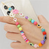 Boho Flower Smile Cell Phone Accessory Straps Bracelet Mobile Phone Soft Clay Hanging Chain for Woman Ornament Random Color