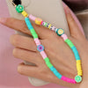 Boho Flower Smile Cell Phone Accessory Straps Bracelet Mobile Phone Soft Clay Hanging Chain for Woman Ornament Random Color