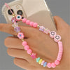 Boho Flower Smile Cell Phone Accessory Straps Bracelet Mobile Phone Soft Clay Hanging Chain for Woman Ornament Random Color