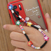 Boho Flower Smile Cell Phone Accessory Straps Bracelet Mobile Phone Soft Clay Hanging Chain for Woman Ornament Random Color