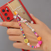 Boho Flower Smile Cell Phone Accessory Straps Bracelet Mobile Phone Soft Clay Hanging Chain for Woman Ornament Random Color