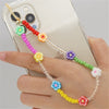 Boho Flower Smile Cell Phone Accessory Straps Bracelet Mobile Phone Soft Clay Hanging Chain for Woman Ornament Random Color