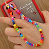 Boho Flower Smile Cell Phone Accessory Straps Bracelet Mobile Phone Soft Clay Hanging Chain for Woman Ornament Random Color