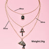 Boho Gold Chain Cross Crystal Avatar Gem Necklace Set Multilayer Pendant Necklace Personality Jewelry Accessories