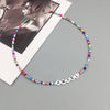Boho Handmade Diy Seed Bead Necklace Letter Lucky Love Happy Choker Strand Chain Colorful Female Beach Collier Femme Jewelry