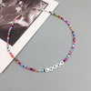 Boho Handmade Diy Seed Bead Necklace Letter Lucky Love Happy Choker Strand Chain Colorful Female Beach Collier Femme Jewelry