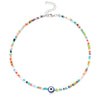 Boho Handmade Rainbow Seed Beads Choker Necklace Sweet Colorful Evil Eye Necklaces Women Collar Jewelry Accessories