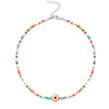 Boho Handmade Rainbow Seed Beads Choker Necklace Sweet Colorful Evil Eye Necklaces Women Collar Jewelry Accessories