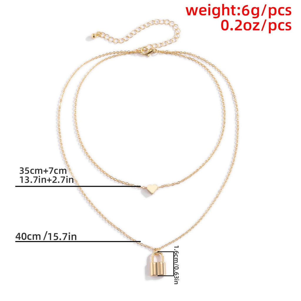 Boho Heart-shaped Padlock Long Pendant Chain Necklace Lady Vintage Gold Metal Glamour Couple Necklaces Girl Jewelry Gift
