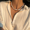 Boho Imitation Pearl Choker Necklaces Women Statement Handmade Short Clavicle Chain Necklaces Collar Women Jewelry