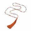 Boho Long Tassel Statement Necklace Women Ethnic Colorful Crystal Stone Beads Pendant Necklace Bohemian Handmade Jewelry Gift