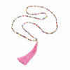 Boho Long Tassel Statement Necklace Women Ethnic Colorful Crystal Stone Beads Pendant Necklace Bohemian Handmade Jewelry Gift