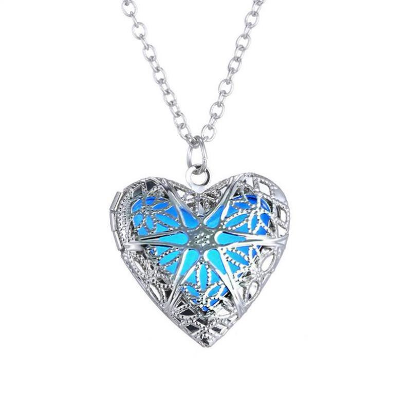 Boho Luminous Hollow Love Heart Necklace Glowing In The Dark Pendant Necklaces Jewelry Valentine's D Gifts Exo