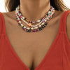 Boho Multilayered Seed Beads Fruit Flower Choker Necklace Pearl Beaded Necklaces For Women Handmade Strand Travel Jewelry
