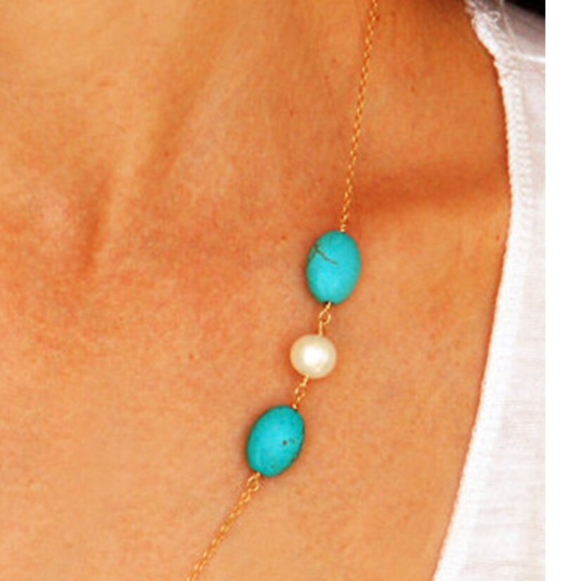 Boho Necklace Green Stone Pearl Choker Women Vintage Jewelry Streetwear Gifts For Girls Short Necklaces Charms