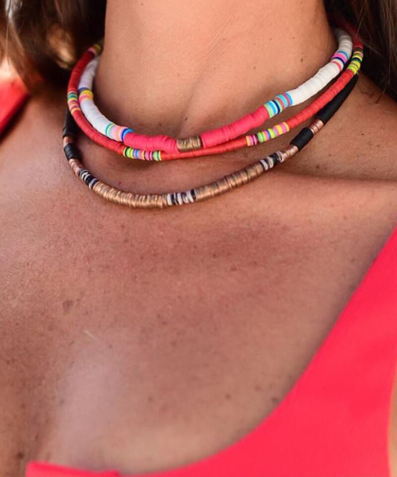 Boho Polymer Clay Choker Necklace For Women Handmade Colorful Chocker Necklace Femme women girls jewelry