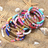 Boho  Polymer Clay Disc Beads Stretch Bracelet    Multicolored   Beads Mixed Surf Jewelry