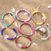 Boho  Polymer Clay Disc Beads Stretch Bracelet    Multicolored   Beads Mixed Surf Jewelry