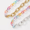 Boho Rainbow Acrylic Chunky Chain Necklaces Colorful Thick Chain Choker For Women Cute Candy Color Party Gift Jewelry