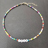 Boho Rainbow Beads Letter Love Hope Necklace for Women Handmade Colorful Chain Friends Girl Summer Beach Choker Neck Accessories