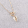 Boho Simple Gold-plated Shell Necklace Women Girl Zinc Alloy Chain OT Clasp Bohemian Holiday Summer Jewelry Surfer Accessories