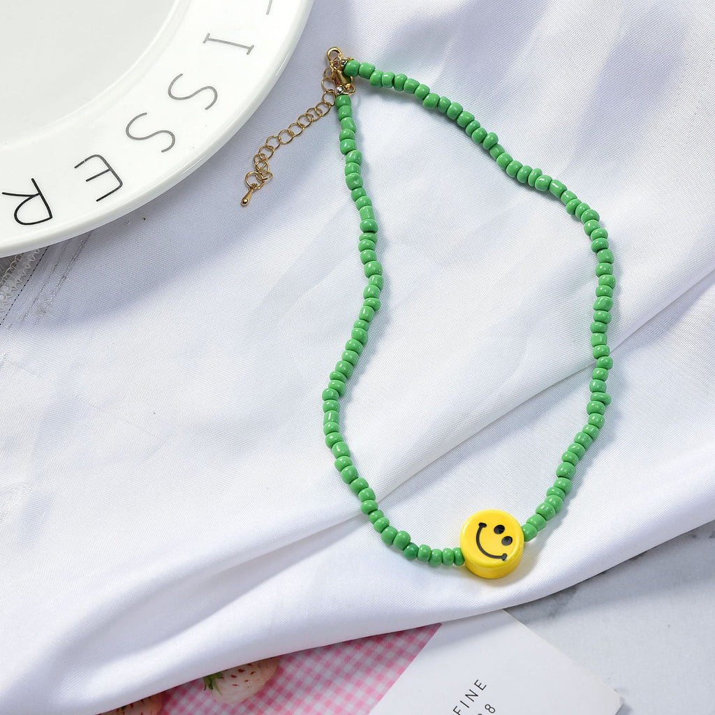 Boho Smiley Beads Choker Necklaces 2022 Trend Bohemian Neck Chain Egirl Emo Candy Color Necklace Jewelry For Girls Women