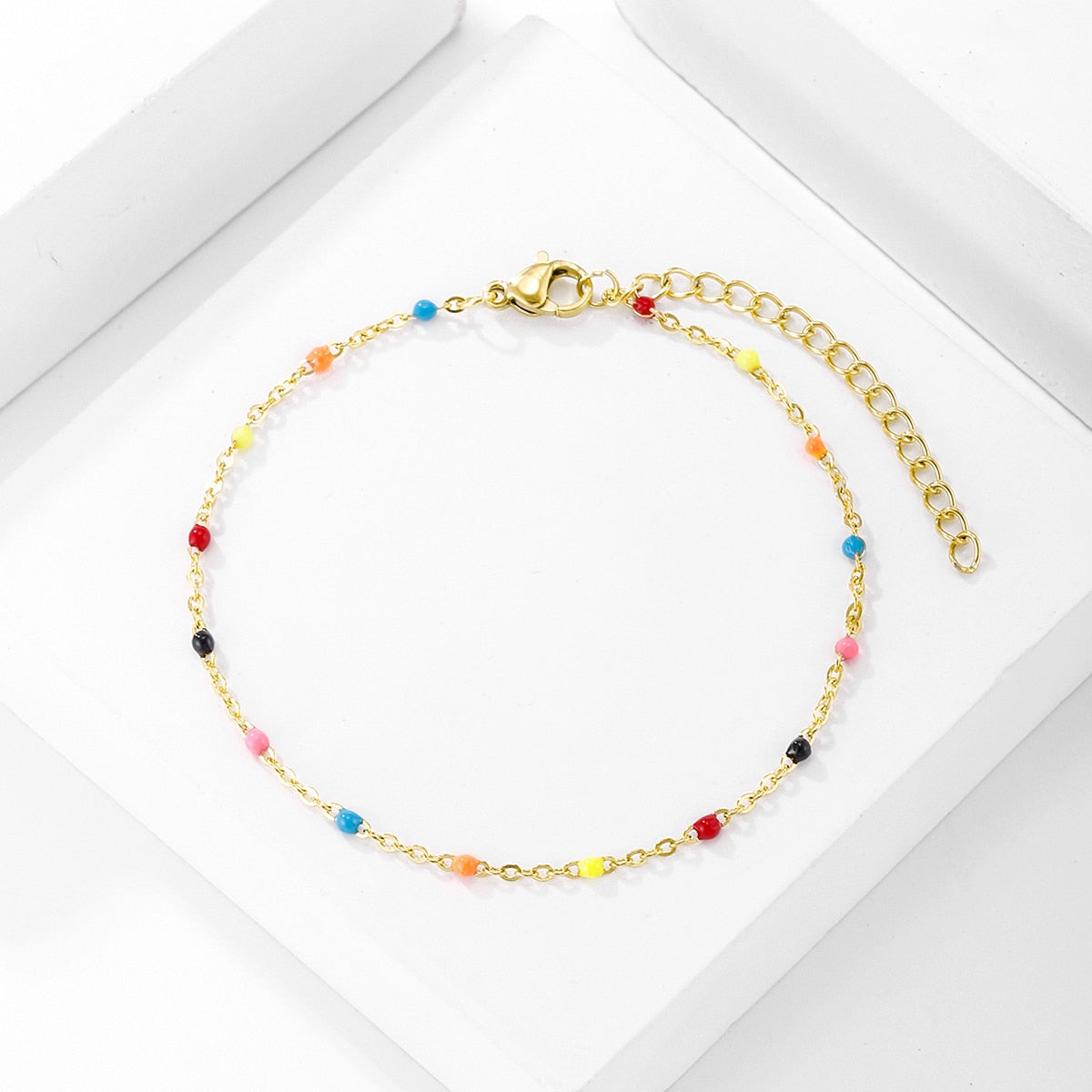 Boho Stainless Steel Bracelets for Women Cute Enamel Bracelet Jewelry Gold Color Link Chain Bracelet Femme Mujer Pulsera