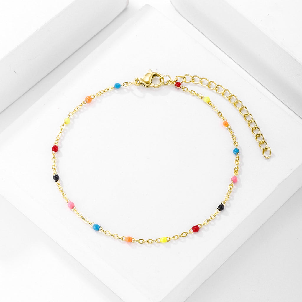 Boho Stainless Steel Bracelets for Women Cute Enamel Bracelet Jewelry Gold Color Link Chain Bracelet Femme Mujer Pulsera