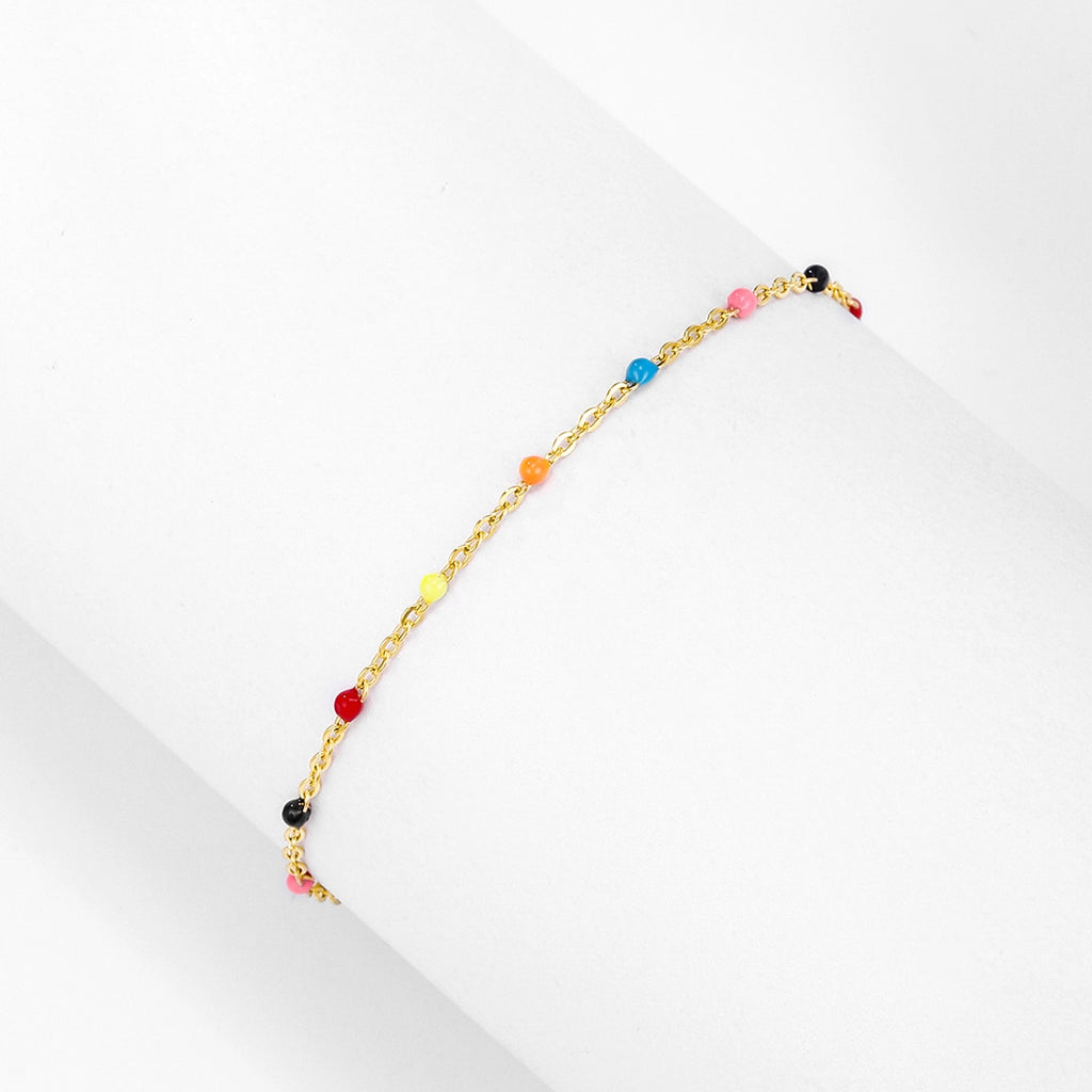 Boho Stainless Steel Bracelets for Women Cute Enamel Bracelet Jewelry Gold Color Link Chain Bracelet Femme Mujer Pulsera