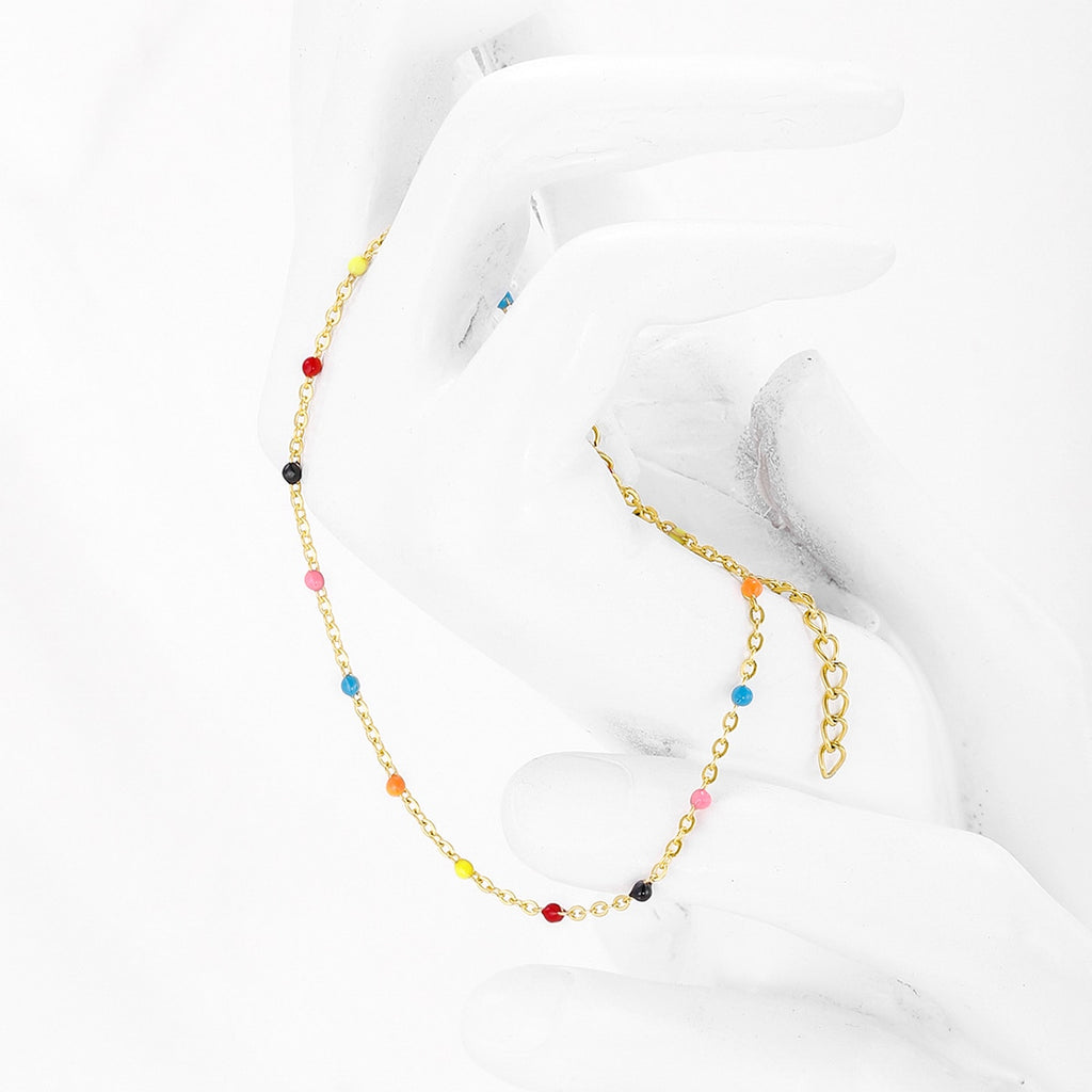 Boho Stainless Steel Bracelets for Women Cute Enamel Bracelet Jewelry Gold Color Link Chain Bracelet Femme Mujer Pulsera