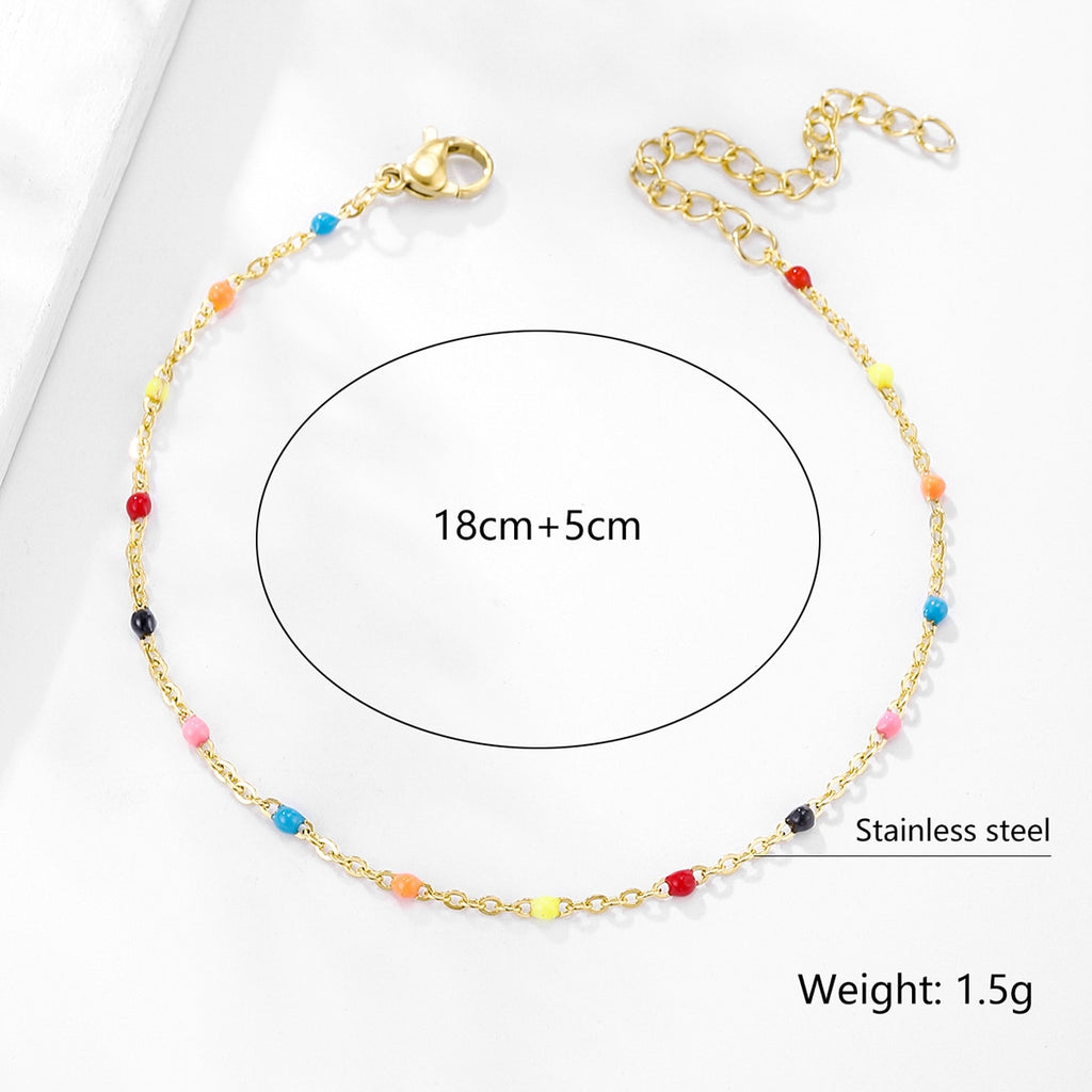Boho Stainless Steel Bracelets for Women Cute Enamel Bracelet Jewelry Gold Color Link Chain Bracelet Femme Mujer Pulsera