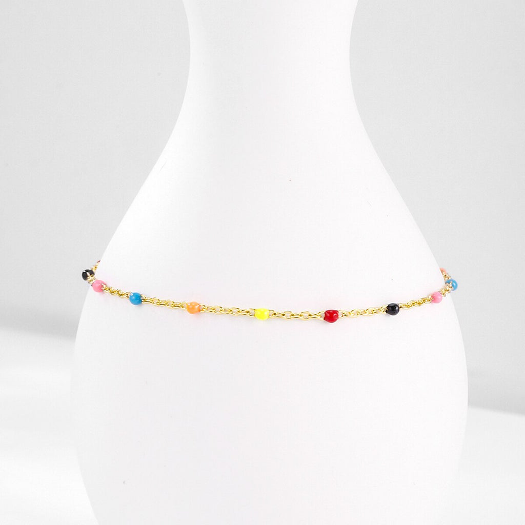 Boho Stainless Steel Bracelets for Women Cute Enamel Bracelet Jewelry Gold Color Link Chain Bracelet Femme Mujer Pulsera