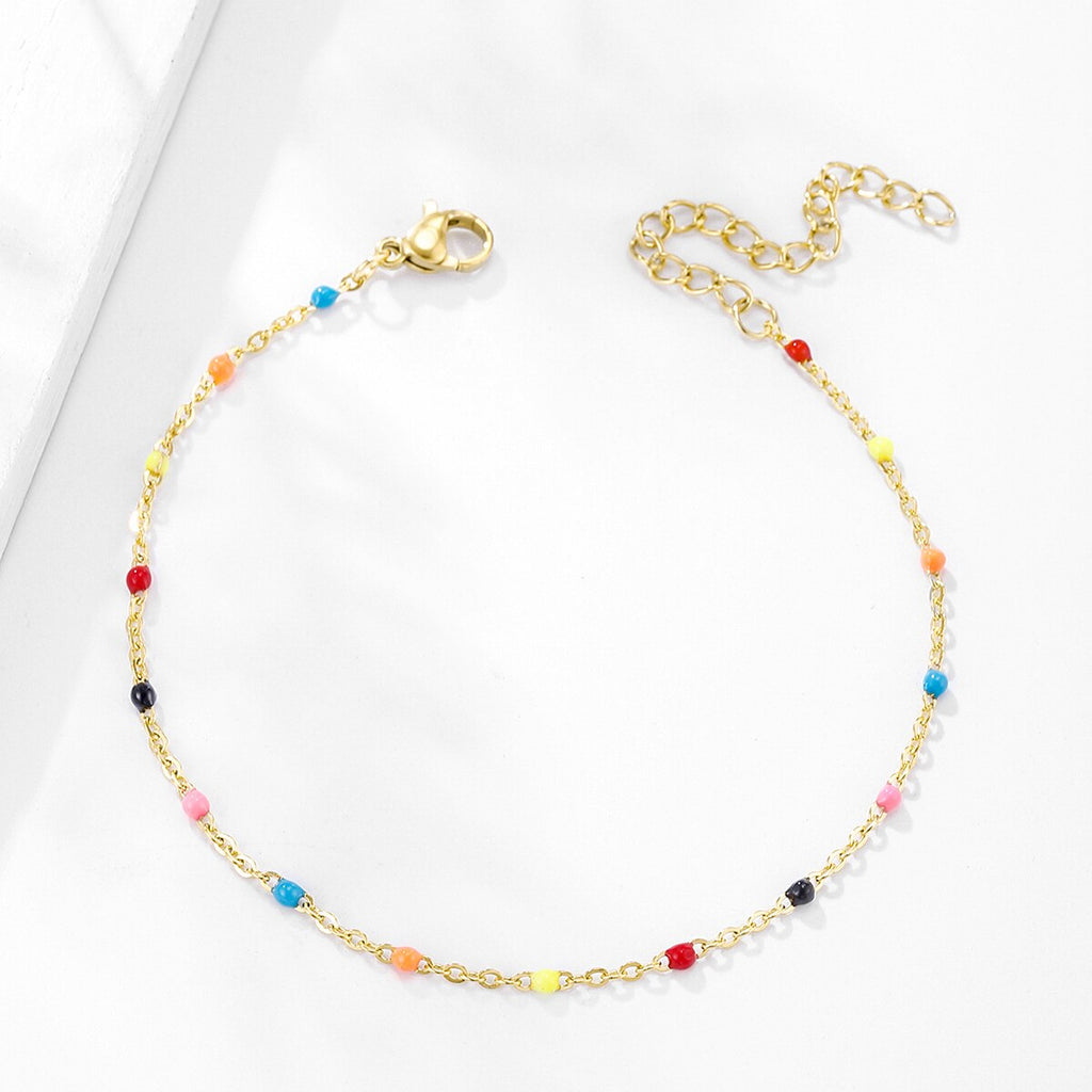 Boho Stainless Steel Bracelets for Women Cute Enamel Bracelet Jewelry Gold Color Link Chain Bracelet Femme Mujer Pulsera