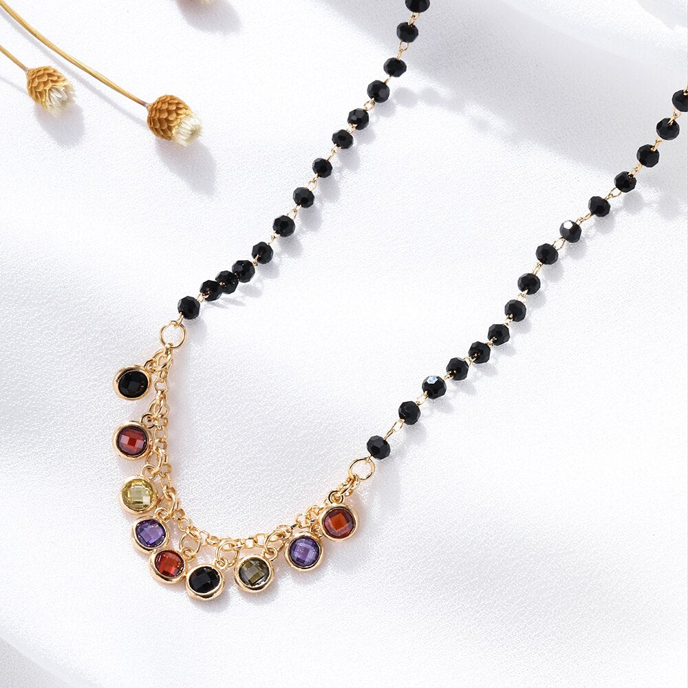 Boho Tassel Chokers Necklace for Women Exquisite Multi Colorful Crystal Trend Jewelry on The Neck 2022  Items