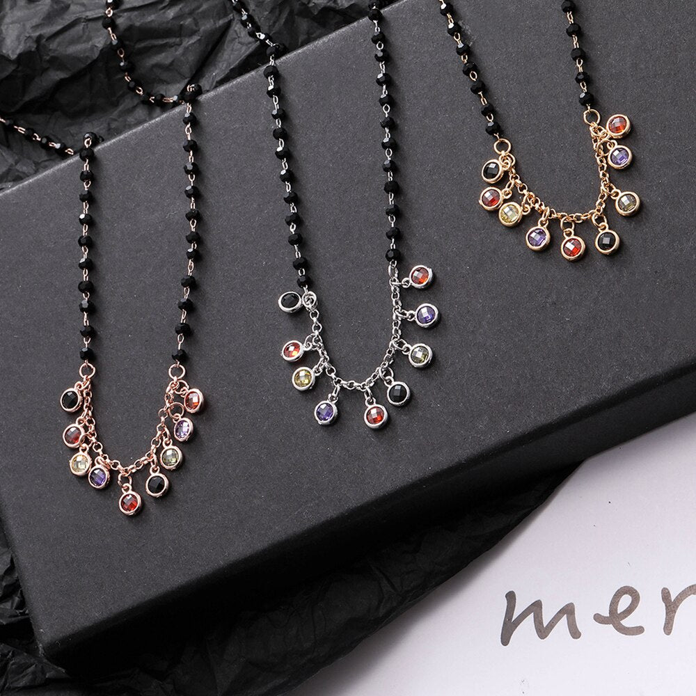 Boho Tassel Chokers Necklace for Women Exquisite Multi Colorful Crystal Trend Jewelry on The Neck 2022  Items