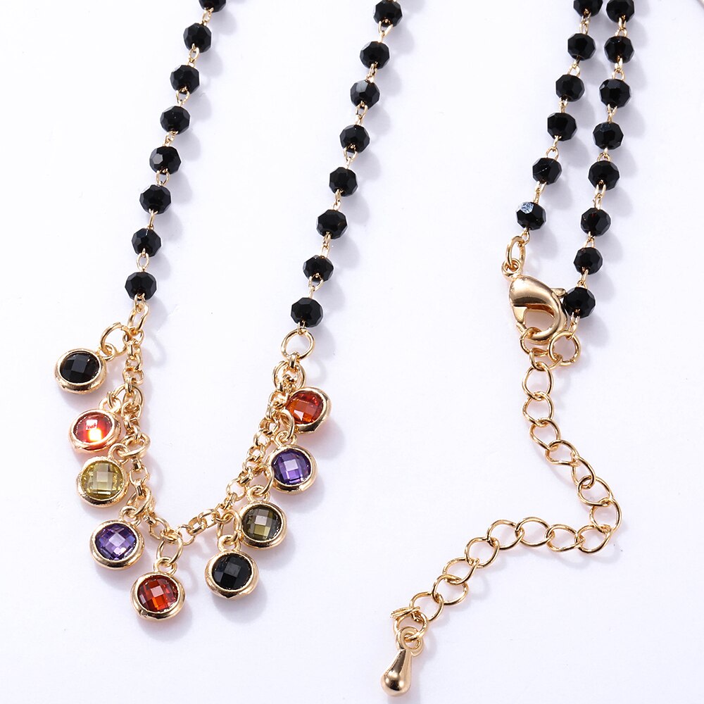 Boho Tassel Chokers Necklace for Women Exquisite Multi Colorful Crystal Trend Jewelry on The Neck 2022  Items