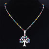Boho Tree of Life Stainless Steel Colorful Turkey Eyes Pendants Necklaces Women Silver Color Necklaces jewlery collier N5206S04