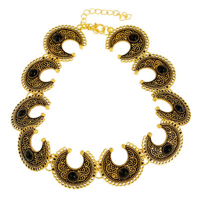 Boho Turquoises Natural Stone Choker Necklace For Women Delicate gold Ox horn chain Necklace Bohemia Jewelry