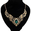 Boho Vintage Women  Party Hollow Out Flower Oval Rhinestone Statement Bib Necklace indian  Lady Dress Choker Big Necklace