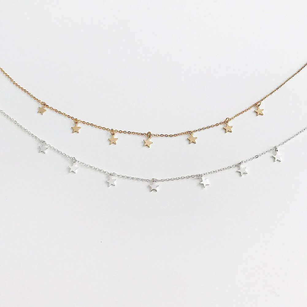 Boho Women Chocker Gold Silver Color Chain Star Choker Necklace Collana Kolye Bijoux Collares Mujer Gargantilha Collier Femme