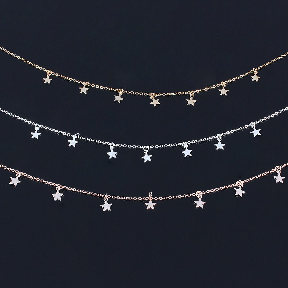 Boho Women Chocker Gold Silver Color Chain Star Choker Necklace Collana Kolye Bijoux Collares Mujer Gargantilha Collier Femme