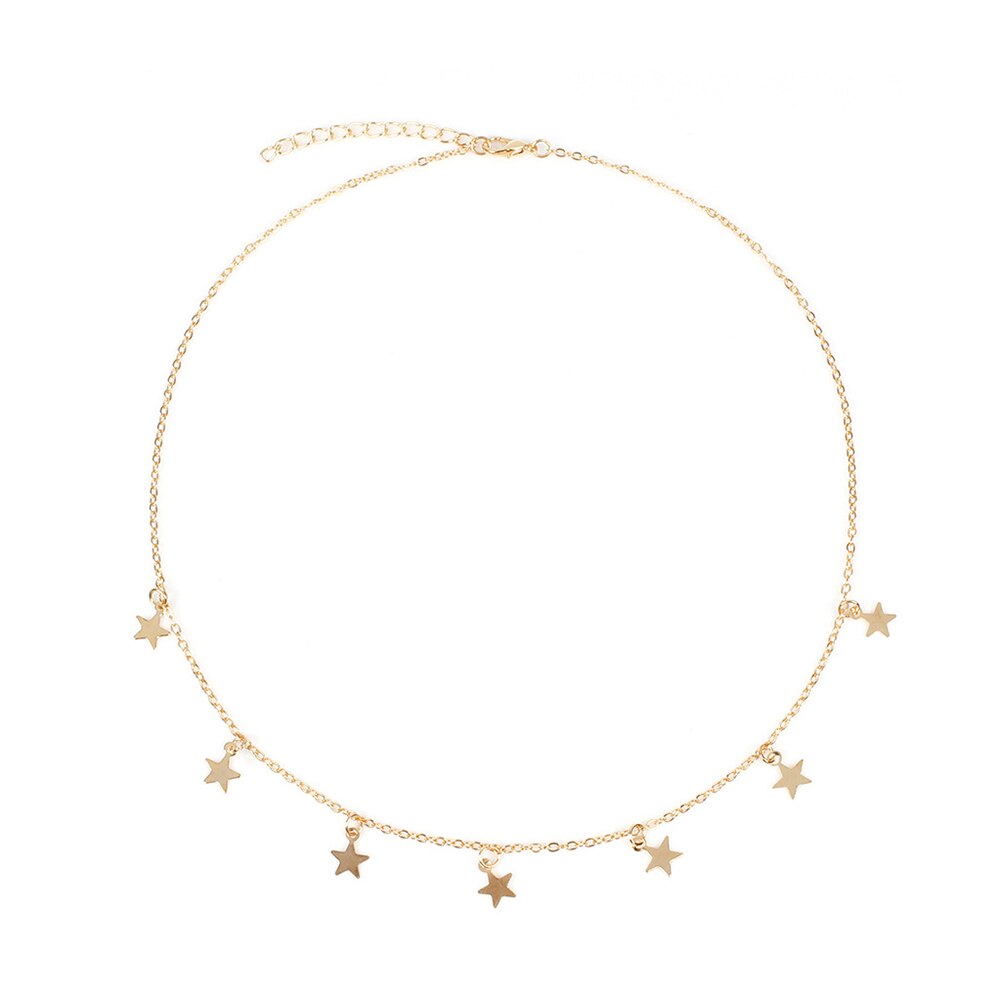 Boho Women Chocker Gold Silver Color Chain Star Choker Necklace Collana Kolye Bijoux Collares Mujer Gargantilha Collier Femme