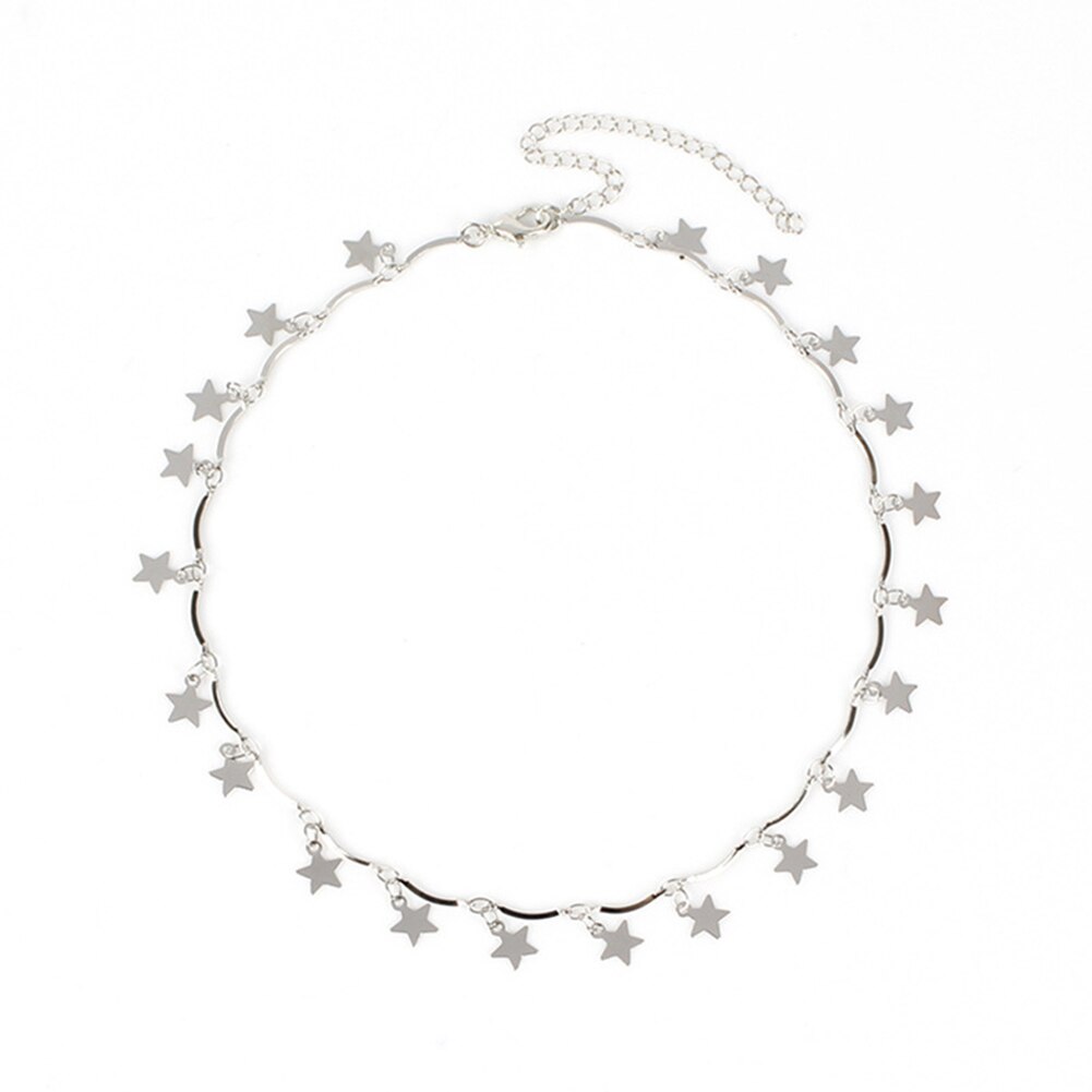 Boho Women Chocker Gold Silver Color Chain Star Choker Necklace Collana Kolye Bijoux Collares Mujer Gargantilha Collier Femme