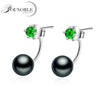 Boho fashion women's earrings,girl's best gift 925 sterling silver natural black pearl earrings