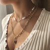 Boho pearl Necklaces For Women Gold Chunky Chain Charm Necklace Vintage Multiple Layers Pendant Necklace Jewelry Gi