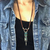 Boho style - Small feather charms with brown faux suede cord necklace that can be worn long or as a choker