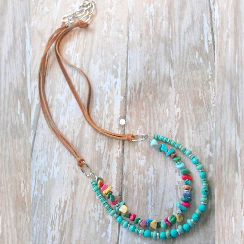 Boho style - Small feather charms with brown faux suede cord necklace that can be worn long or as a choker